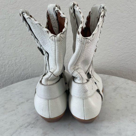 Vintage 90s White Leather Cowgirl Boots Size 6.5 - Picture 6 of 8